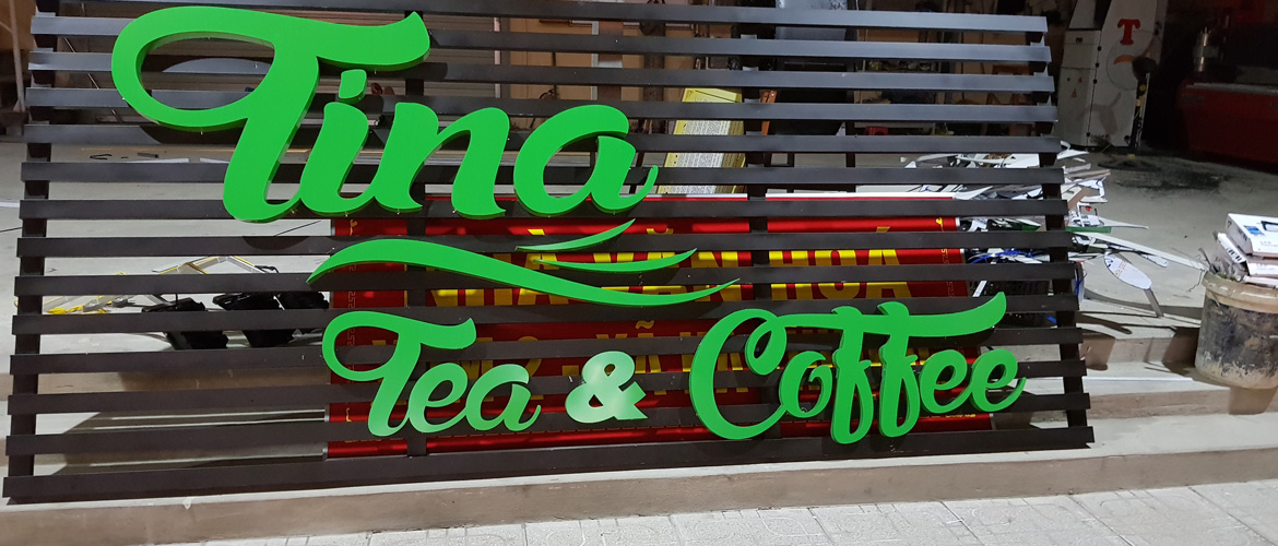 Thiết kế biển quảng cáo sáng tạo cho Tina Coffee